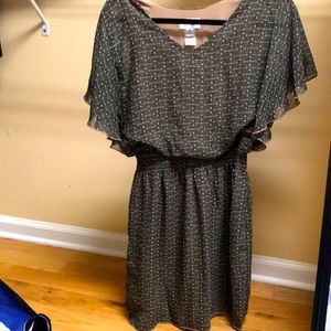 Black and nude patterned flowy dress